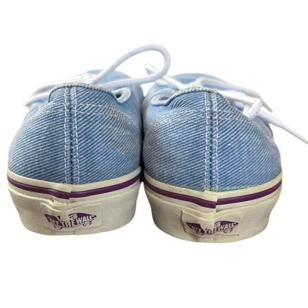 Vans Blue Denim Sneakers Women's Sz‎ 7.5 Washed Twill Skater Grunge